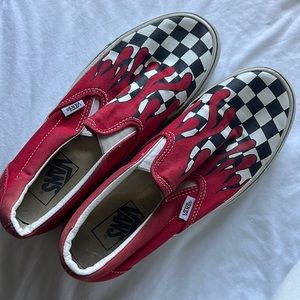 Checker Fire Slip On Vans
